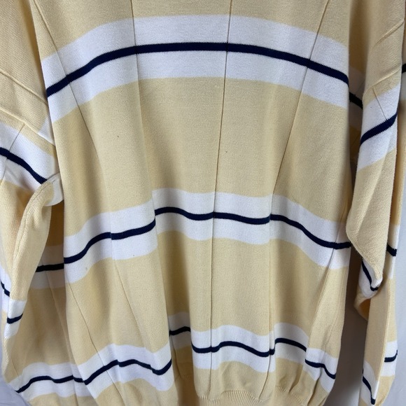 VTG 90s Eddie‎ Bauer Striped Sweater Yellow Color Block Men's Size Large Tall - Picture 2 of 8